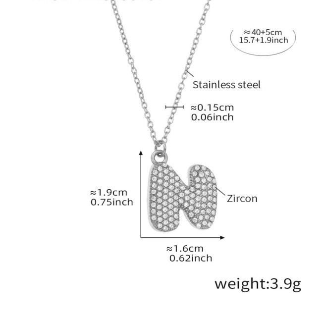 Wholesale Stainless Steel 5A CZ Initial Necklace