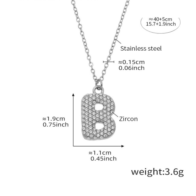 Wholesale Stainless Steel 5A CZ Initial Necklace