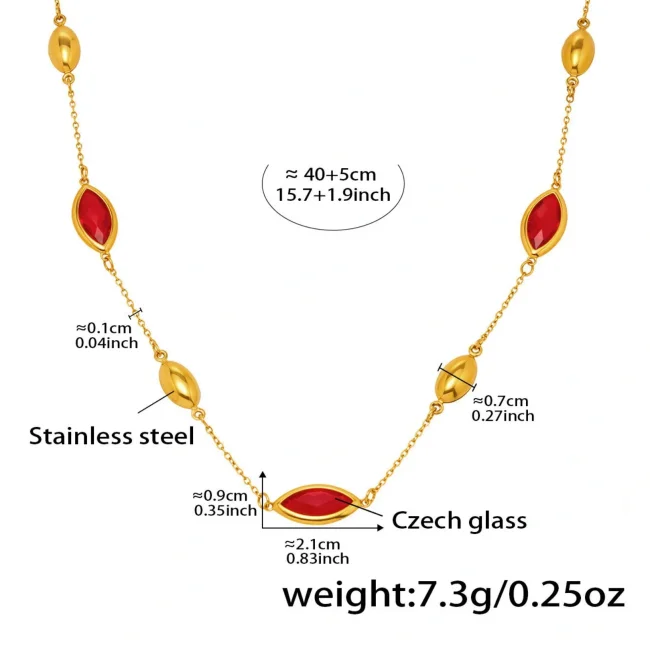 Wholesale Stainless Steel Glass Stone Necklace
