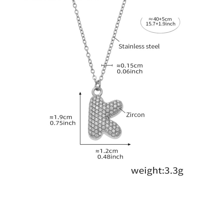 Wholesale Stainless Steel 5A CZ Initial Necklace