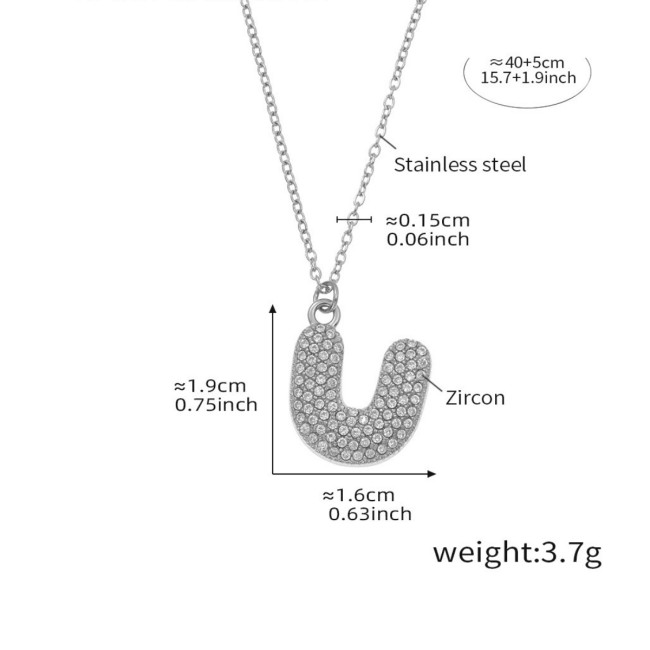 Wholesale Stainless Steel 5A CZ Initial Necklace