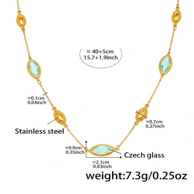 Wholesale Stainless Steel Glass Stone Necklace
