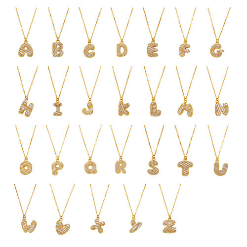 Wholesale Stainless Steel 5A CZ Initial Necklace