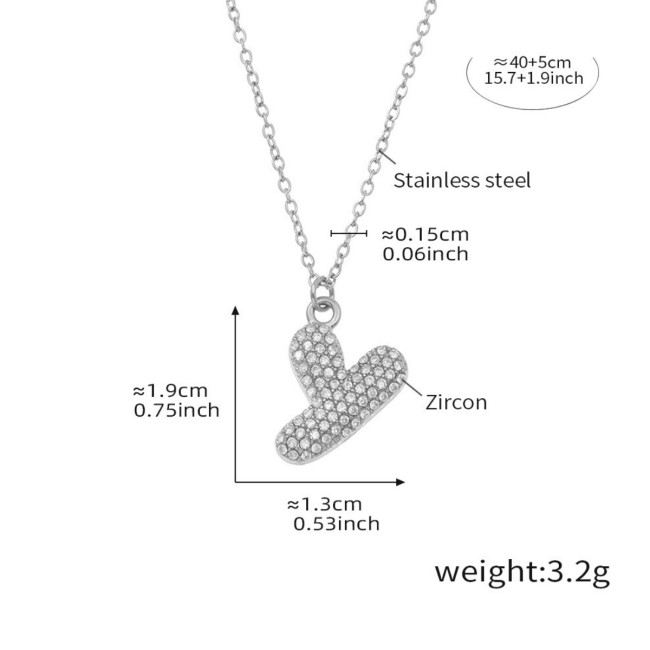 Wholesale Stainless Steel 5A CZ Initial Necklace