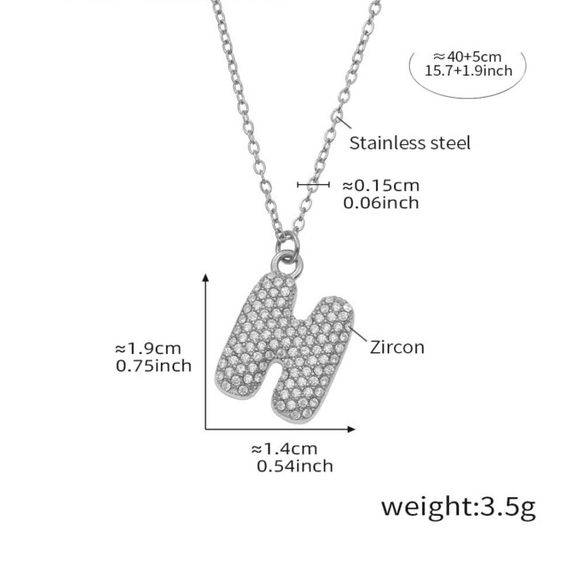 Wholesale Stainless Steel 5A CZ Initial Necklace