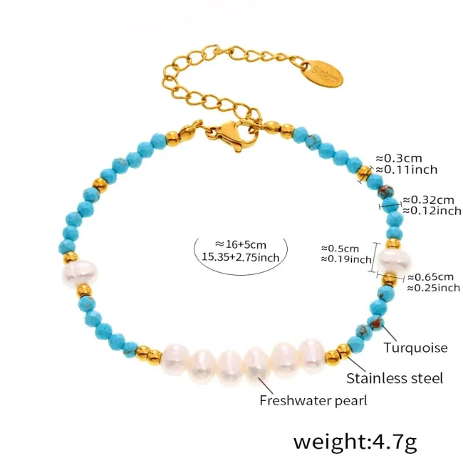 Wholesale Blue Turquoise Hand-beaded Pearl Necklace