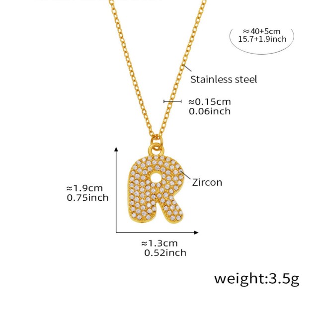 Wholesale Stainless Steel 5A CZ Initial Necklace