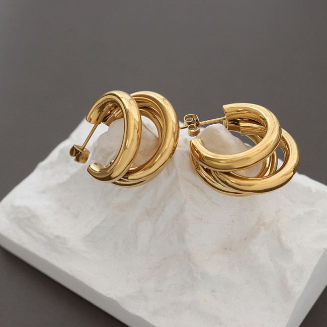 Wholesale Stainless Steel Triple C Earrings