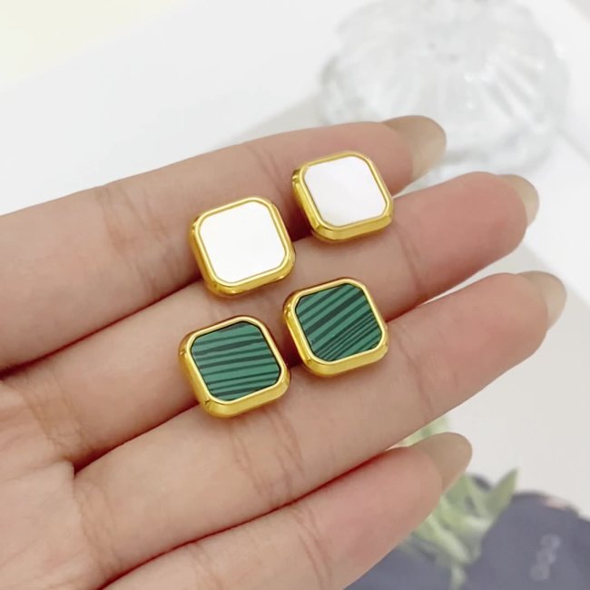 Wholesale Stainless Steel Malachite Earrings