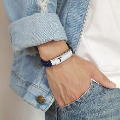 Wholesale Stainless Steel Medical Leather Bracelets