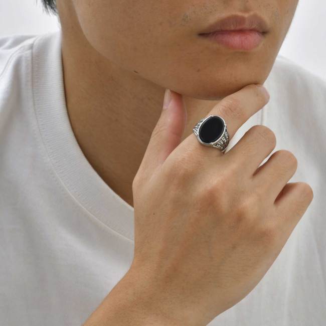 Wholesale Stainless Steel Round Stone Signet Ring