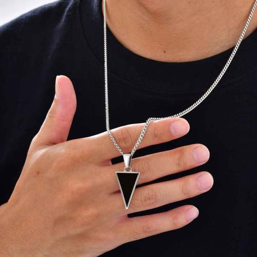 Wholesale Stainless Steel Triangle Onyx Pendant