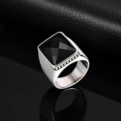 Wholesale Stainless Steel Glass Men's Ring