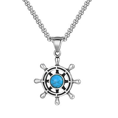 Wholesale Stainless Steel Ship Wheel Pendant Necklace