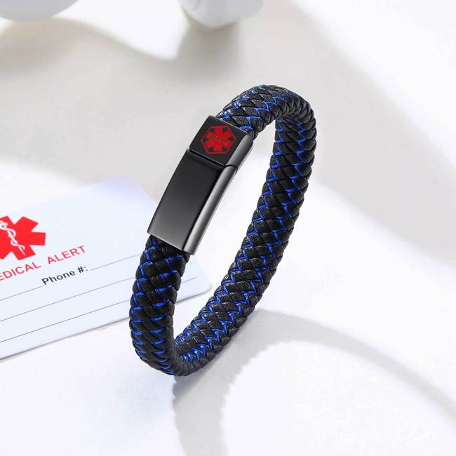 Wholesale Stainless Steel Medical Leather Bracelets