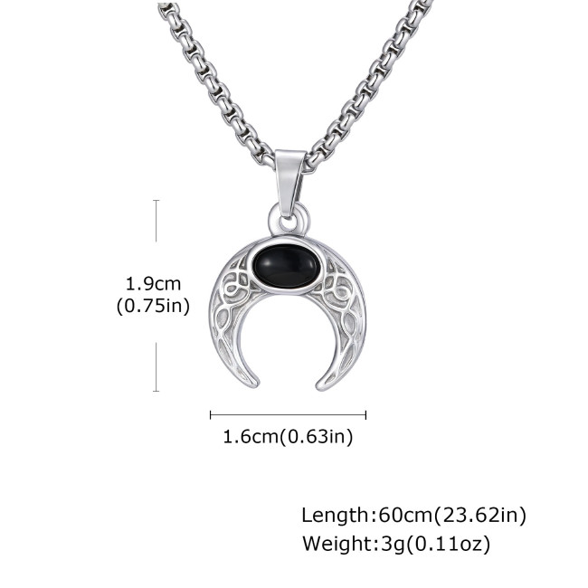Wholesale Stainless Steel Turquoise Moon Pendant