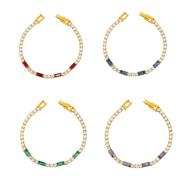 Wholesale Steel Square Multicolor CZ Bracelet