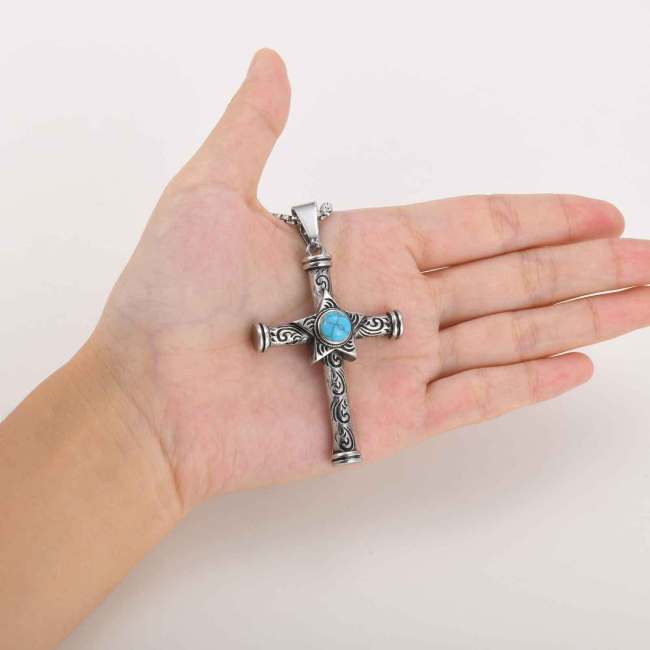 Wholesale Stainless Steel Pentagram Turquoise Cross