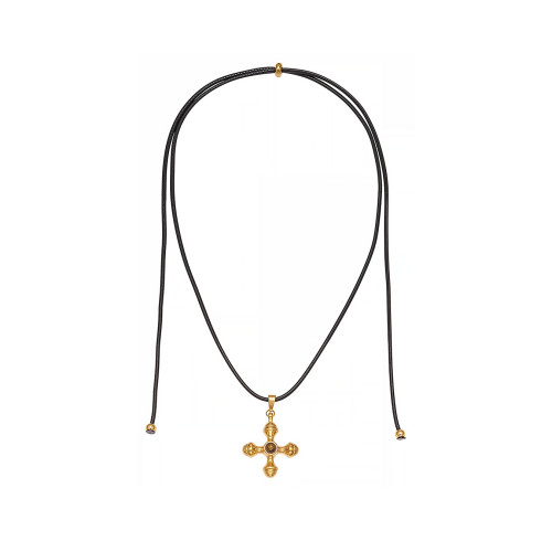 Wholesale Tiger Eye Steel Cross Sweater Necklace
