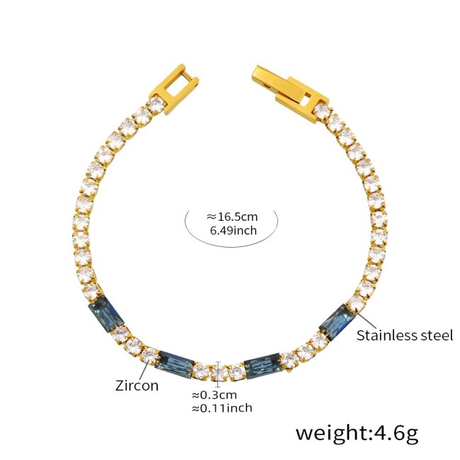 Wholesale Steel Square Multicolor CZ Bracelet