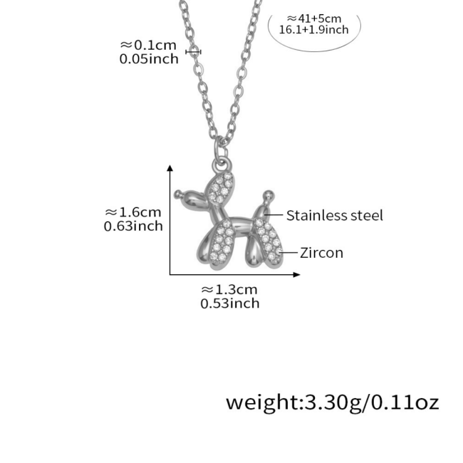 Wholesale Stainless Steel Cute Balloon Dog Jewelry Set