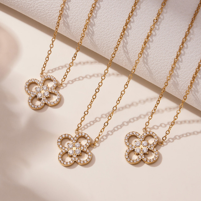 Wholesale Stainless Steel Clover Bracelet Necklace