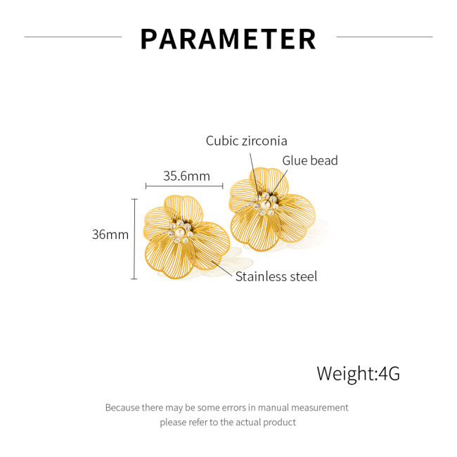 Wholesale Stainless Steel Flower Pearl Earrings