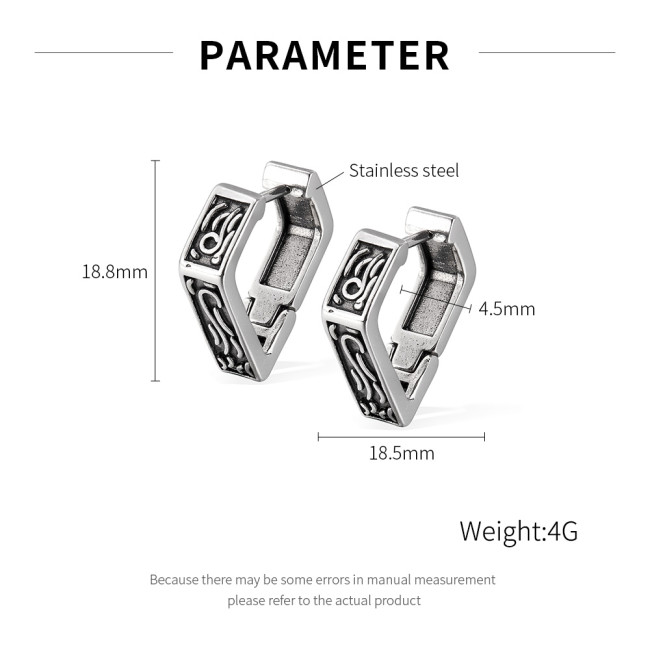 Wholesale Stainless Steel Hip Hop Earrings