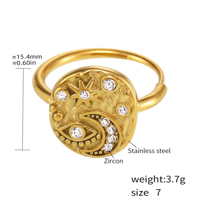 Wholesale Stainless Steel Evil Eye Moon Rings
