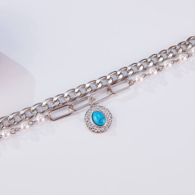 Wholesale Stainless Steel Stacked Pearl Bracelet for Women