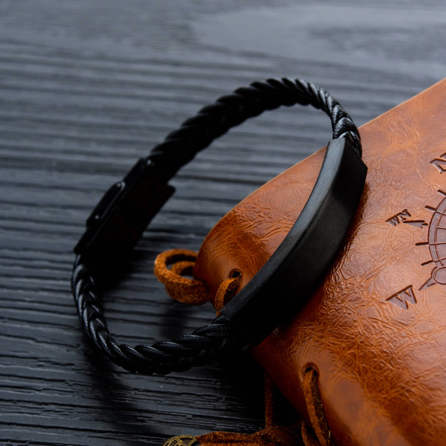 Wholesale Braided Leather Bracelets Engraved