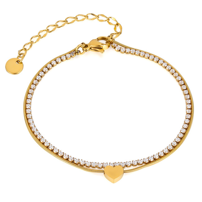 Wholesale Stainless Steel Rhinestone Stacking Bracelet