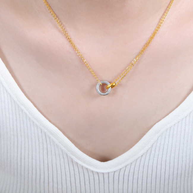 Wholesale Stainless Steel Minimalist Circle  Necklace