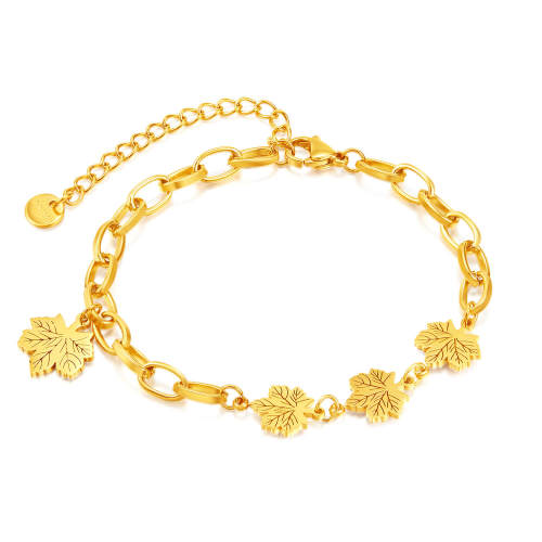 Wholesale Stainless Steel Women Bracelet with leaves