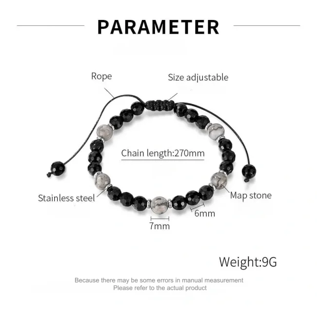 Wholesale Stainless Steel Onyx Bead Bracelet