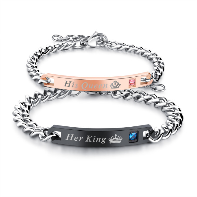 Wholesale Stainless Steel King and Queen Couple Bracelets for Sale