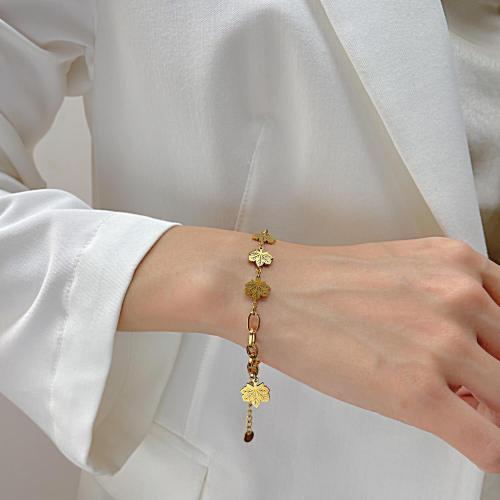 Wholesale Stainless Steel Women Bracelet with leaves
