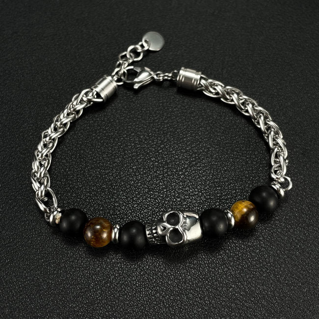 Wholesale Stainless Steel Mens Bracelet with Skull