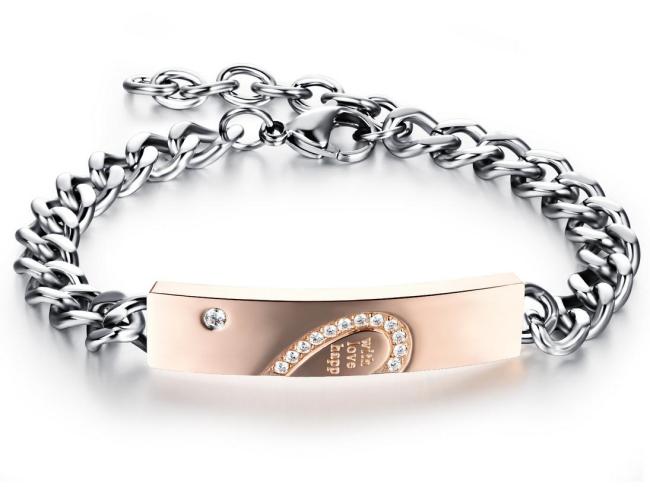 Stainless Steel Heart Match Couple Bracelets Cheap