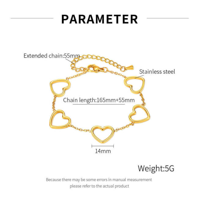Wholesale Stainless Steel Heart Bracelet