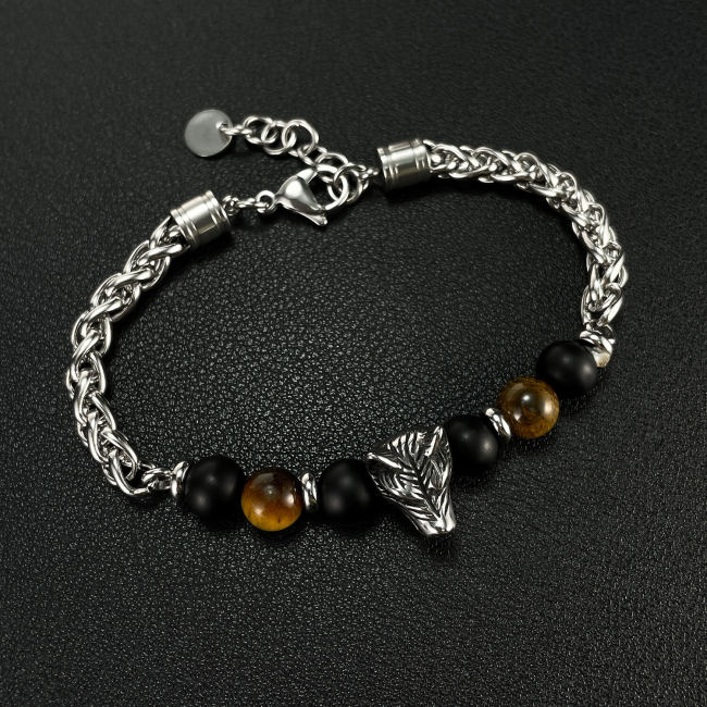 Wholesale Stainless Steel Wolf's Head Tiger's Eye Bracelet