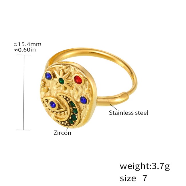 Wholesale Stainless Steel Evil Eye Moon Rings