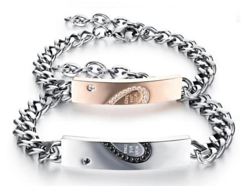 Stainless Steel Heart Match Couple Bracelets Cheap