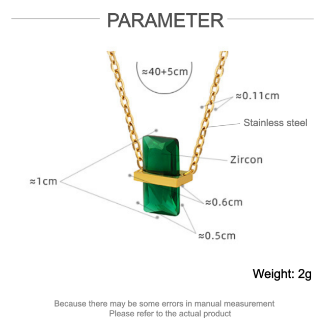Wholesale Stainless Steel Rectangle Birthstone Necklace