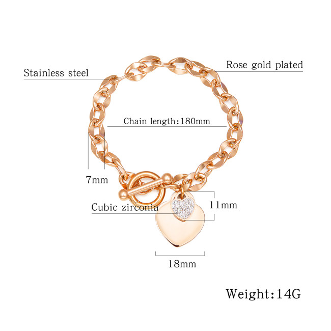 Wholesale Stainless Steel Women's Heart Bracelet