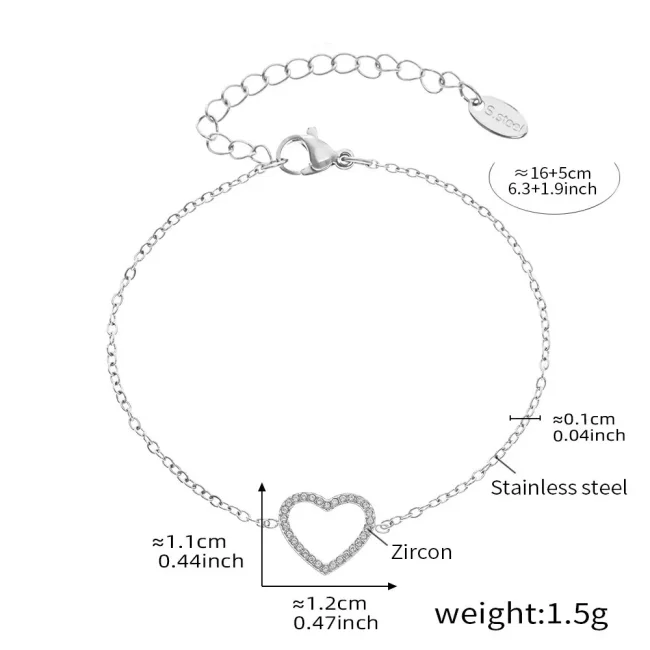 Wholesale Stainless Steel CZ Pave Heart Necklace Bracelet
