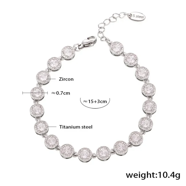 Wholesale Stainless Steel CZ Tennis Necklace and Bracelet Set
