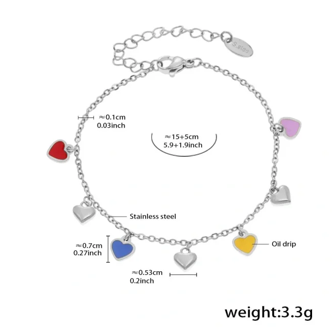 Wholesale Stainless Steel Colorful Heart Jewelry Set