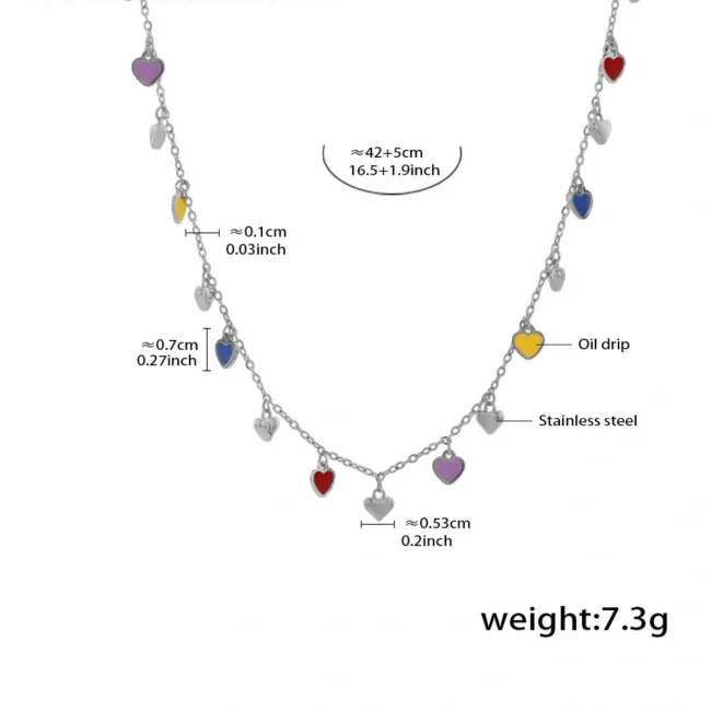 Wholesale Stainless Steel Colorful Heart Jewelry Set
