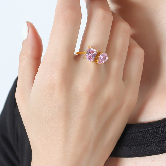Wholesale Stainless Steel Adjustable Double Stone Rings